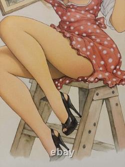 Original Signed Drawing – Comic Art Page – Woman – Pastiche Tribute to French Comics 087