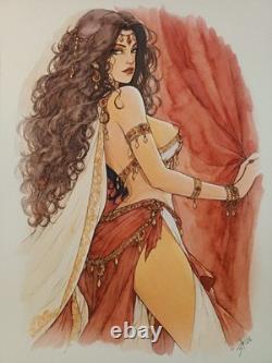 Original Signed Drawing Comic Art Page Woman Pastiche Tribute to French Comics 087