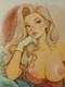 Original Signed Drawing &ndash; Comic Art Page Of A Woman &ndash; Pastiche Tribute To French Comics 087