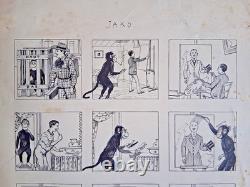 Original comic art board signed by Luc Leguey. Monkey