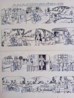 Original comic board signed ASY. Anachronism. Time travel.