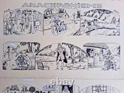 Original comic board signed ASY. Anachronism. Time travel.