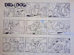 Original comic book page signed PAUL D'ESPAGNAT. Dig & Dog. Monkeys