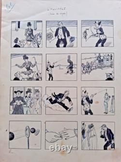 Original comic strip page signed LUC LEGUEY. The Alliance (circus scene)