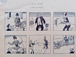 Original comic strip page signed LUC LEGUEY. The Alliance (circus scene)