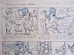 Original comic strip page, unsigned. Noah’s Ark. Humor.