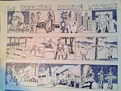 Original comic strip signed ASY. Far West. Indians.