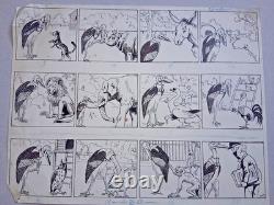 Original comic strip signed YMER. Animals. Anthropomorphism.