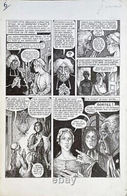 Original drawing by Georges PICHARD erotic comic strip The Nun