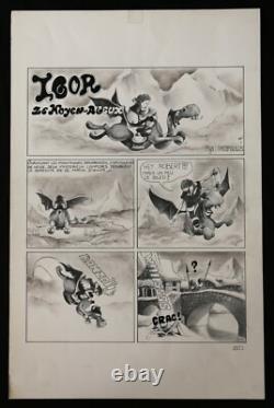 Original drawing of Igor the Medieval signed by Tatopoulos comic strip plate