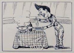 Original drawings by Maurice MOTET circa 1910 clown cinema circus