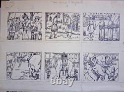 Original signed comic book page by ASY. India. Elephants