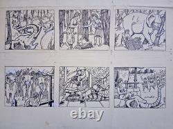 Original signed comic book page by ASY. India. Elephants
