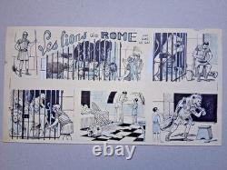 Original signed comic strip by LUC LEGUEY. The Lions of Rome