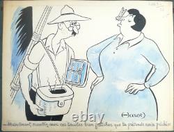 Original signed humorous drawing plate by HAROT No. 1 (No Faizant Kiraz)
