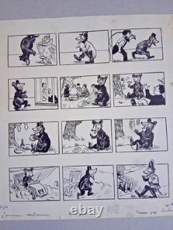 Original unsigned comic strip page. Humor. Anthropomorphism.