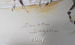Pair of Sketch Boards in Ink of Equestrian Paulette LAGOSSE (1921-1996)