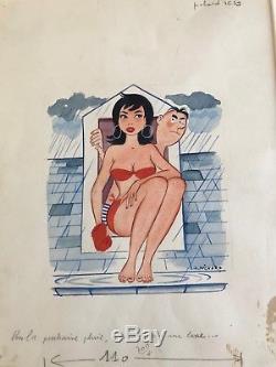 Pichard Original Illustration Color Young Woman Washing At The Window