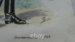 Pl115 Watercolor Board Gendarmerie 1791