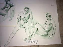 Plank 12 Drawings A Lencre Aquarelled 4 Models Nu Feminin Male Signed