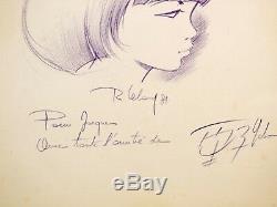 R. Leloup Superb Autographed Drawing Of Yoko Tsuno 1981 + Tt N ° 3 New