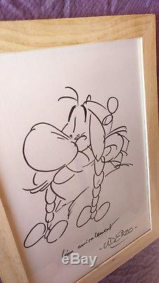 Rare Drawing Of Obelix Of The Comics Asterix, Dedication Signed Uderzo, Tbe