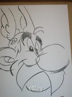 Rare Drawing Original / Asterix Signe Uderzo / Tres Bon Etat