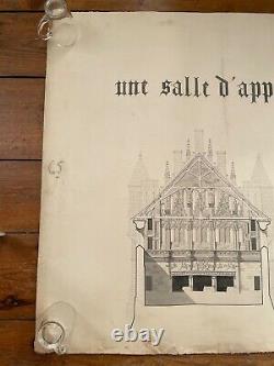 Rare Grand Drawing Epure Architect's Plank For Palace To Determine Signed