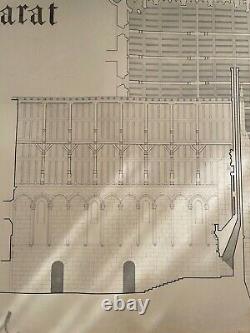 Rare Grand Drawing Epure Architect's Plank For Palace To Determine Signed