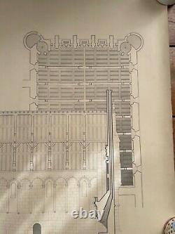 Rare Grand Drawing Epure Architect's Plank For Palace To Determine Signed