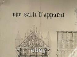 Rare Grand Drawing Epure Architect's Plank For Palace To Determine Signed