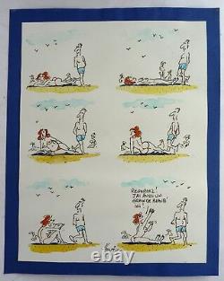 Rare ORIGINAL DRAWING COLOR PLATE HOVIV René Hovivian HUMOROUS DRAWING