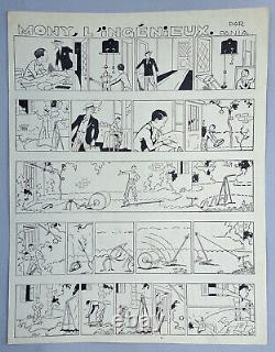 Rare Original Comic Strip Board Mony Ingenieux / Paul D'espagnat / S-pania / I-beric