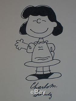 Rare Original Drawing Peanuts / Lucy Van Pelt Sign Charles M. Schulz / Tb State