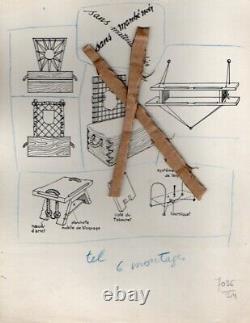 Rare Original Plank Drawings Pierre Joubert Review 1946 Scout Stamps From Franc