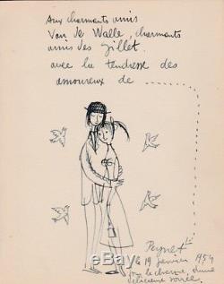 Raymond Peynet Original Drawing Les Amoureux