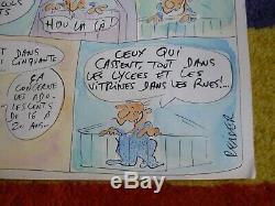 Reiser Original Color Drawing Board Eo Charlie Hebdo 70 Signed Bd Baby