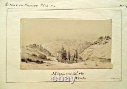 Return To France Planche 16 Daté 1823 Landscape Original Old Drawing