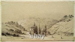 Return To France Planche 16 Daté 1823 Landscape Original Old Drawing