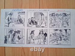 Series of 2 comic strips signed A. FALCO. 17th century. Military