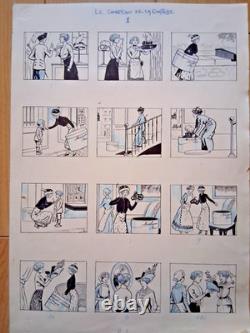 Series of 2 comic strips signed ARSÈNE BLONDEAU. Fashion. Women.