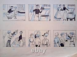 Series of 2 comic strips signed ARSÈNE BLONDEAU. Fashion. Women.