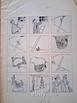 Series of 2 comic strips signed by PAUL D'ESPAGNAT. The Spy