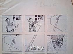 Series of 2 comic strips signed by PAUL D'ESPAGNAT. The Spy