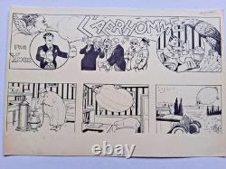 Series of 2 original comic strips signed YMER. Fantastic. Comic.