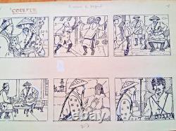 Series of 2 unsigned comic strips. China. Adventure.