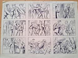 Series of 3 comic strips signed GEORGES QUESNEL. Adventures. USA