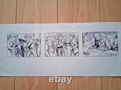 Series of 3 comic strips signed GEORGES QUESNEL. Adventures. USA