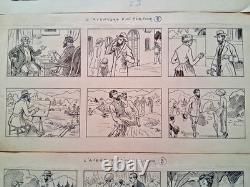 Series of 3 unsigned comic strips. Crime. Murder.