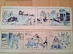 Series of 4 comic strips signed GK. Wild West. Stagecoach Attack.